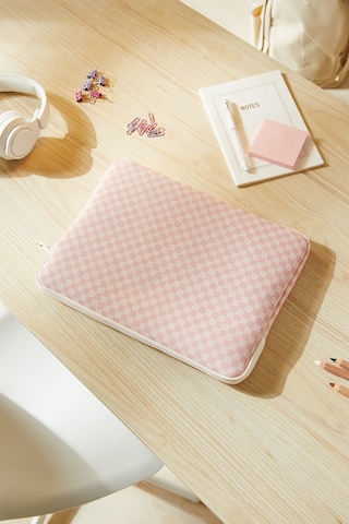 Ocean Home Textile Su İtici Leke Tutmaz Pembe Dama Desen Tablet Taşıma Çantası / Kılıfı 32.5 X 24 X 2 Cm Tablet Kılıfı