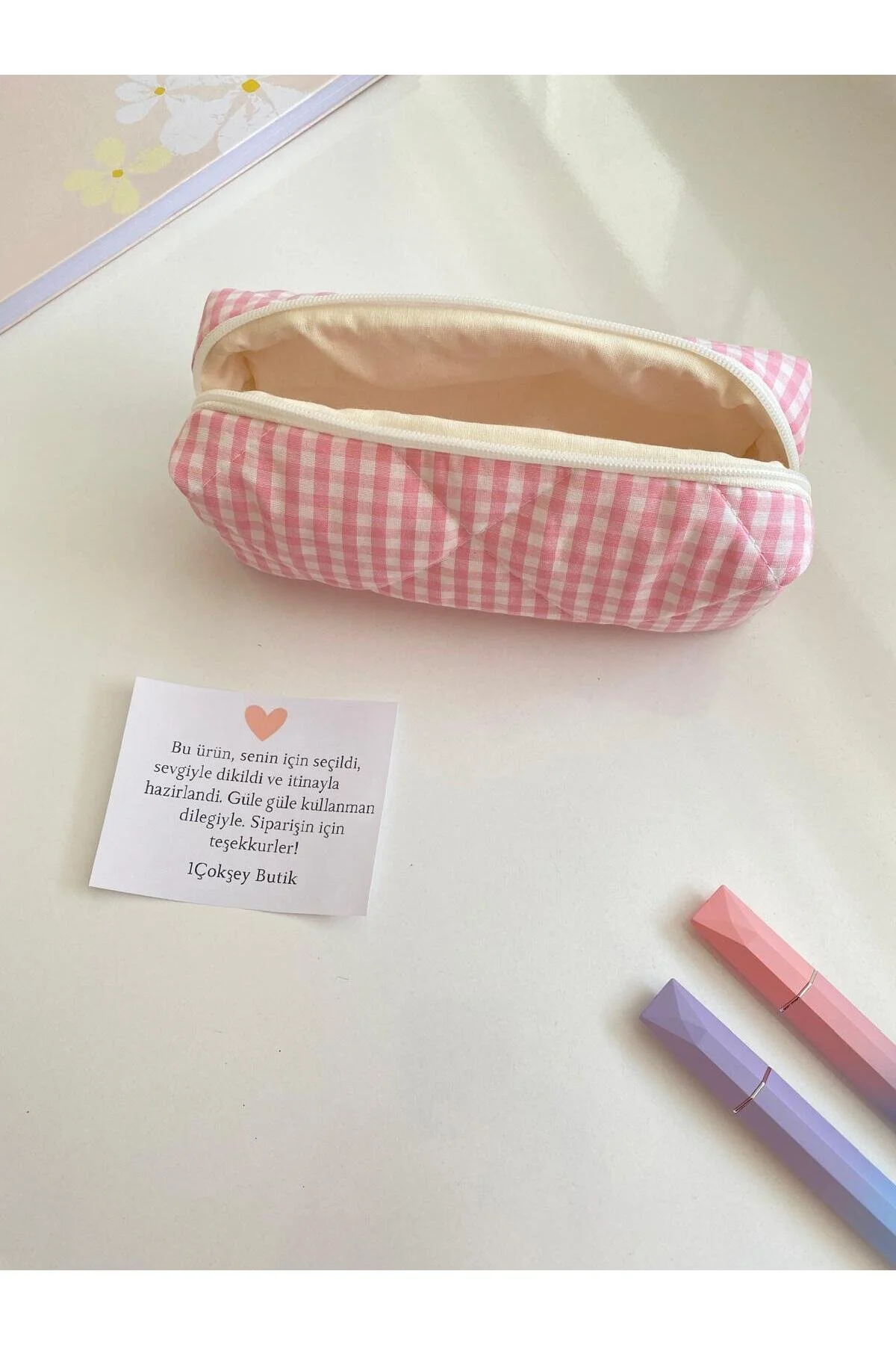 Pembe Pötikare Kapitone Kalemlik Astar Lı, Puf Puf Yumuşacık, Geniş Hacimli 1. Sınıf Kalite 124-Pembe