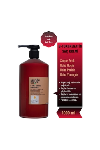 Muddy B-Tox & Keratin Şampuan 1 L + Onarıcı B-Tox & Keratin Krem 1 L