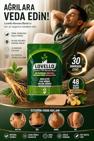 Lovello Kinesio Korea Ginseng Kas ve Eklem Bandı 25 Adet