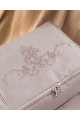 Madame Coco Çiçek Desen Baskılı 2'li Hurç - Gri 8684427147719 Gri