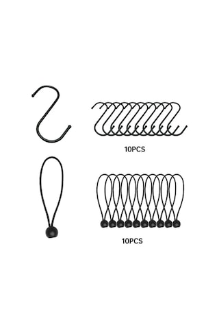 Elmpaly Ağır Hizmet Siyahı Bilyalı Bağlantılı 10 Kancalı 10 İpli Çadır Ve Tente Halatı