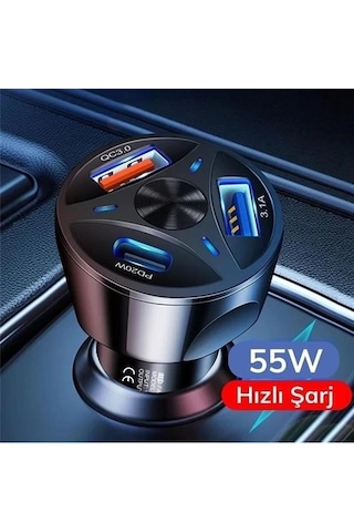 55w 3 Port Usb Araç İçin Telefon Şarj Cihazı 3 Girişli Çakmaklık Adaptör-31a Pd 20w Qc 30 Lisinya St