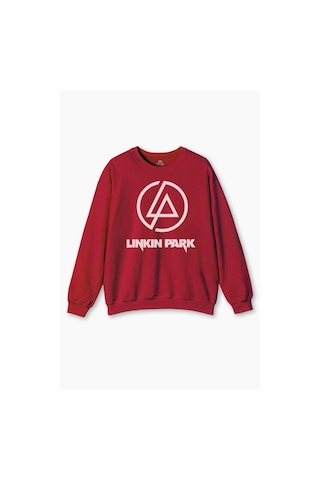 Bisiklet Yaka Sweatshirt Linkin Park Chster Bennington Müzik Music Rock Baskılı Sweat Sweet Kırmızı