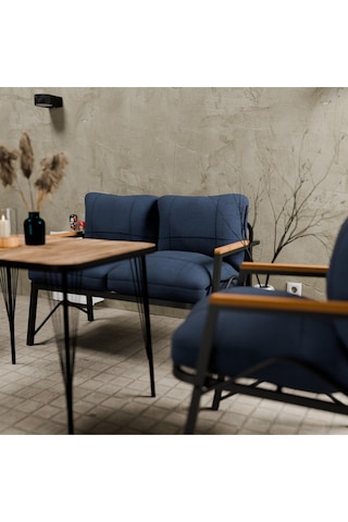Mb Garden Furnıture Simetri Model, Balkon, Bahçe, Cafe, Metal Koltuk Takımı, Bahçe Takımı , Çay Seti, 2 1 1 Masa Lacivert