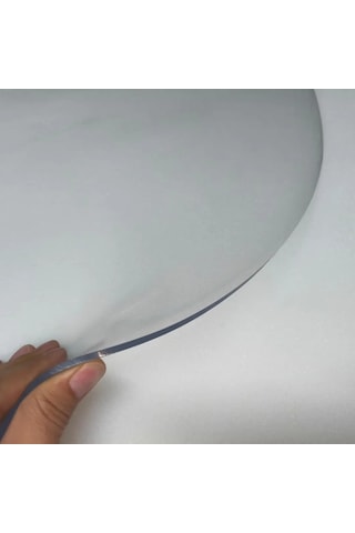 Şeffaf Pvc 3,5 Mm Kalın Oval Masa Örtüsü Kaymaz Koruyucu, Düz Kenarlı Yarım Daireli Muşamba Şeffaf