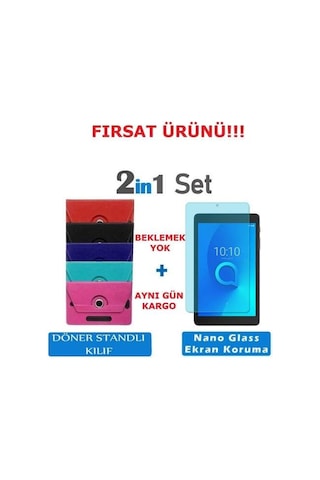 Samsung Uyumlu S6 Lite Üniversal Tablet Kılıfı + Nano Ekran Koruyucu