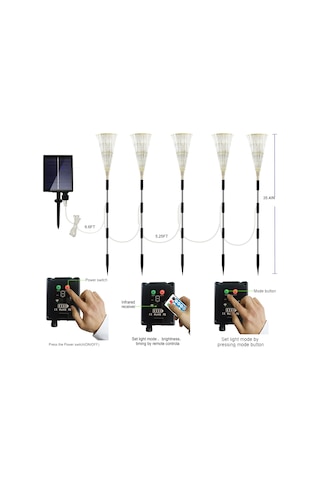 Güneş Enerjili Işıklar Bakır Tel Yıldız Yağmuru Havai Beyaz L5967w-5 Beyaz