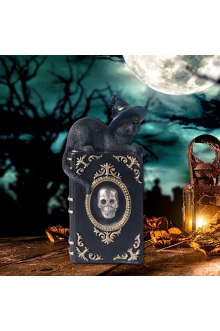 Homyl Kitaplık, Şömine Ve Masa Üstü Için Cadı Kedi Heykeli 11cmx6,5cmx21,8cm