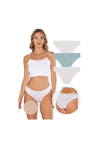 Berrak 3'lü Renkli Kadın Bikini Külot Çok Renkli