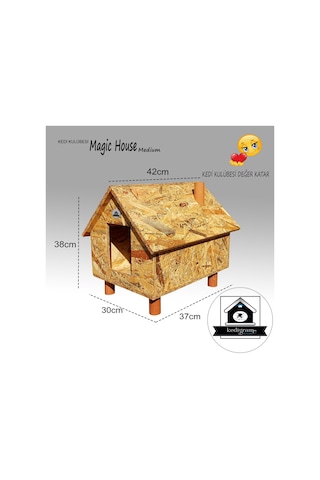 Kedigram Kedi Kulübesi Kedi Evi Magichouse Medium Dış Mekan Su Geçirmez