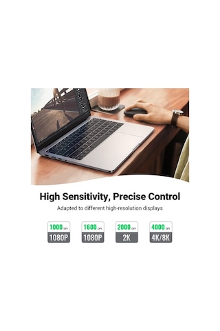 Prestigegoods Ugreen Mu001 Kablosuz Optik Mouse, Akıllı Güç Modu, Sessiz, 18 Ay Pil Ömrü, 10m Mesafe, Oyun İçin Optimal MU001