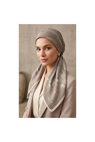 Sisley İpek Saten Eşarp-asm2032 Bej