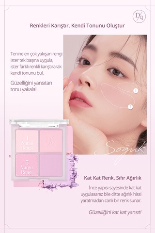 Dasique Karıştırılabilir Renklere Sahip 4 Lü Allık Paleti Blending Mood Cheek 02 Cool Blending 02 Cool Blending