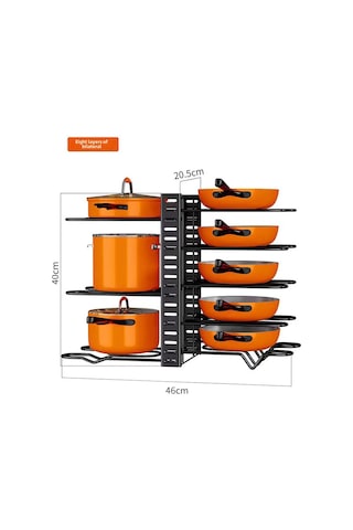 Yifomall Siyah Dik Konumlu 8 Katlı Çift Taraflı Çelik Tencere Rafı - Yüksek Dayanıklı, Yüksekliği Ayarlanabilir Mutfak Gereçleri Depolama Organizerı Diğer