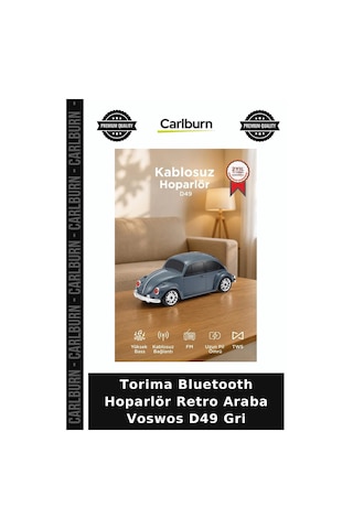 Özel Seri Torima Bluetooth Hoparlör Retro Araba Voswos D49 Gri Müzik Aleti Tasarım Radyo Görsel Obje