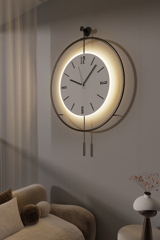 MetaQuartz Aksesuar (Büyük Boy-50*75 cm) Blackfred  -Pilli Led 3 Adet Pil - Modern Duvar Saati