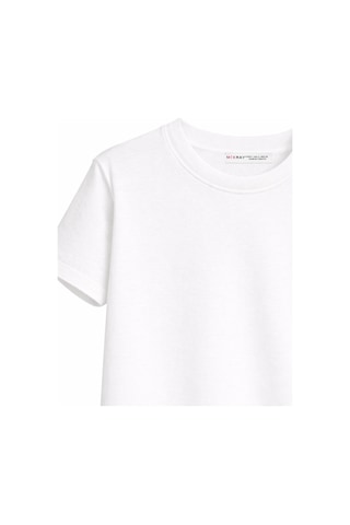 Mixray 2059 Kadın %100 Pamuk Bisiklet Yaka Simli T-shirt Beyaz