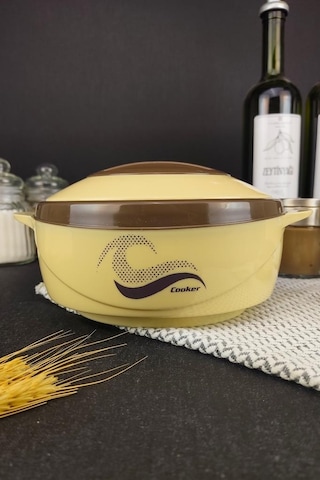 Digithome Paslanmaz Çelik Hazneli Yemek Termosu 1000 ML Bej - Ckr3149