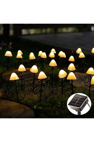 Sones 6.5m 30 Led Güneş Enerjili Mantar Çim Işığı Açık Su Geçirmez Bahçe Villa Peyzaj Dekoratif Işık Dizisi Sıcak Beyaz Işık Diğer