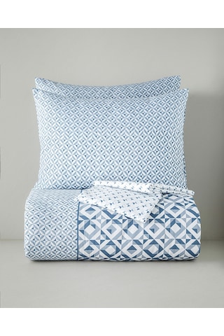 English Home Symetra Kolay Ütülenir Çarşaflı Çift Kişilik Nevresim Takımı 200x220 Cm Mavi Mavi