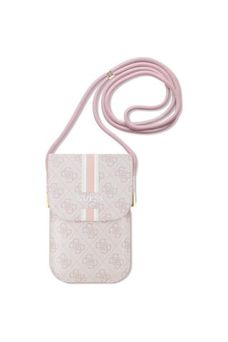 Guess Lisanslı Kadın Omuz Çantası 4g Desenli Askılı Mıknatıs Kapamalı Günlük Çanta Pembe