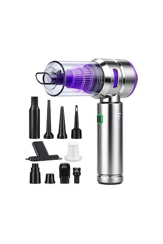 Kablosuz Şarjlı Araç İçi Süpürge 110 W Güçlü Vakum & Üfleme Şişirme Cihazı El Süpürgesi Hl121