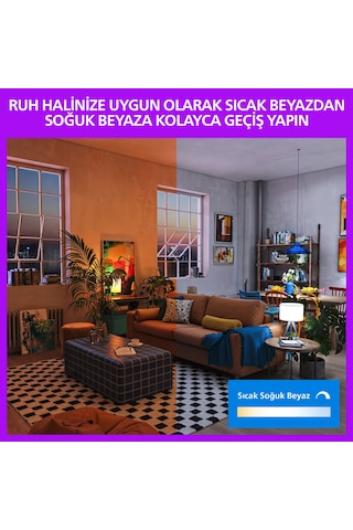 Philips Smart Lighting Led Ampul A60 E27 100w Eşdeğer Rgb - Google Home, Alexa, Homekit Ve Matter Uyumlu Çok Renkli