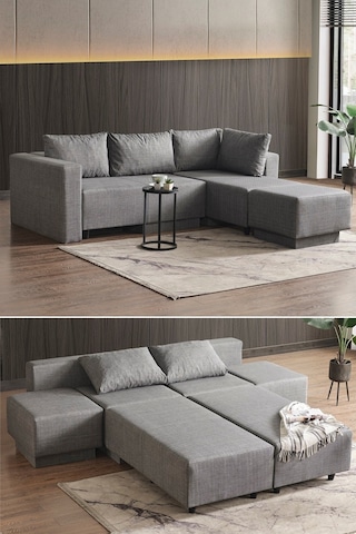 Kagu Corner Poly-l Köşe Takimi-kanepe-yatak-dinlenme Gri