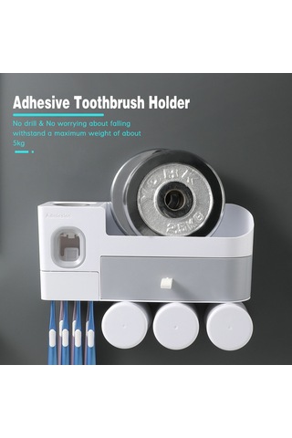 Geeksen Su Geçirmez Duvara Monte Diş Fırçası Askısı, Makyaj Organizer, Diş Macunu Dispenser 3'lü Saklama Kutusu Diğer