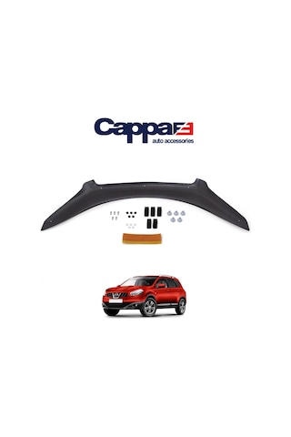 Cappafe Nissan Qashqai Ön Kaput Koruyucu Rüzgarlığı 4mm Akrilik Abs Piano Black 2010-2013