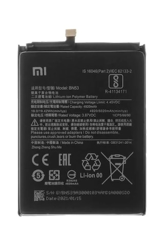 Xiaomi Redmi Note 9 Pro Batarya Pili Xiaomi Redmi Note 9 Pro Batarya Pili