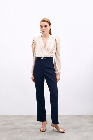 Sateen Aksesuar Detaylı Pantolon - Lacivert-135737 Lacivert