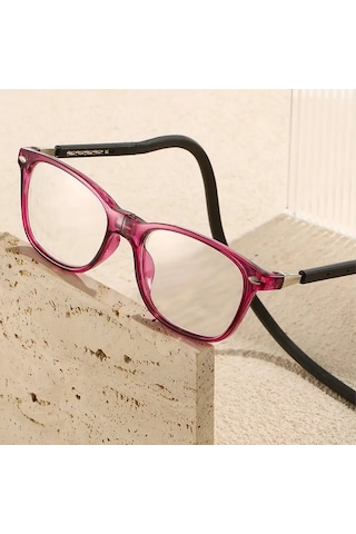 Mıknatıslı Manyetik Boyun Kordonlu Mavi Işık Korumalı Ekran Yakın Okuma Gözlüğü Pembe