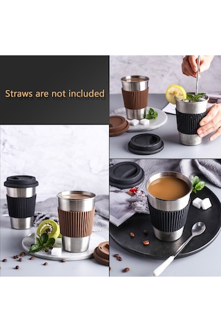 Suofeng 304 Paslanmaz Çelik Kahve Fincanı 300ml, Isı Ve Soğuk Saklama Özelliği, Kahve Rengi Diğer