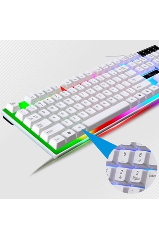 Flybuy G21b Usb Led Işıklı Q Klavye Ve Mouse Set, Oyun Ve Ofis İçin Kullanışlı Design Diğer
