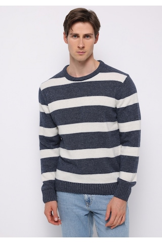 Colin's Colins Regular Fit Yuvarlak Yaka Jakarlı Erkek Lacivert Kazak Cl1077287 Q1.v2 Nav Lacivert