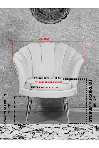Tekli İstiridye Krom Kaplama Sivriltme Ayak Çay Seti Koltuk Tekli Çok Renkli