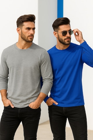 Rich Erkek Mavi-grimelanj 2'li Paket Basic Uzun Kollu Body Mavi-grimelanj