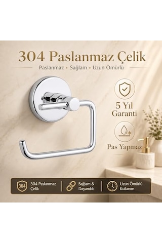Alper Banyo Tuvalet Kağıtlığı 304 Paslanmaz Çelik Yapışkanlı Ve Vidalı Montajlı, Krom Banyo Wc Kağıt Havluluk 16.5 x 12.2 x 11.2 CM