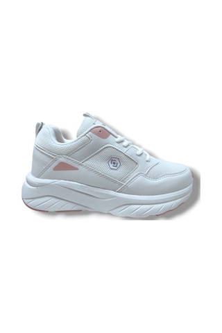 Queen Step 2110-25 Deri Anorak Anatomik Kadın Sneaker Beyaz Pembe Beyaz