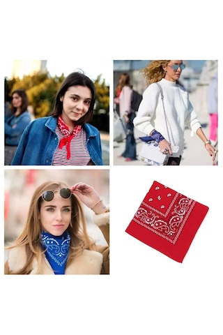 Melek Kare Bandana Fular Beyaz