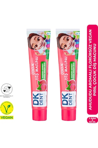 Dkdent Ahududu Aromalı Florürsüz Vegan Çocuk Diş Macunu - Pırıl 50 Ml X 2 Adet Çürük Önleyici