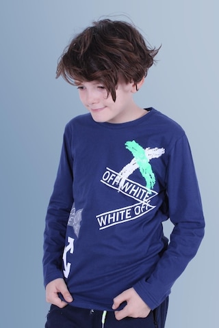 Panios Kids X Baskılı Uzun Kollu Erkek Çocuk Lacivert Sweatshirt Lacivert