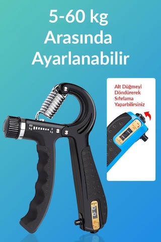 Telvesse Sayaçlı El Yayı 5-60 kg Bilek Güçlendirici Alet Ayarlana Çok Renkli