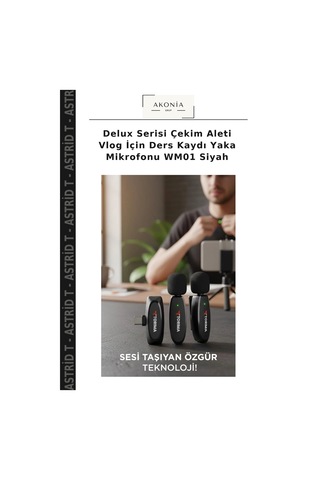 Delux Serisi Çekim Aleti Vlog İçin Ders Kaydı Yaka Mikrofonu Wm01 Siyah