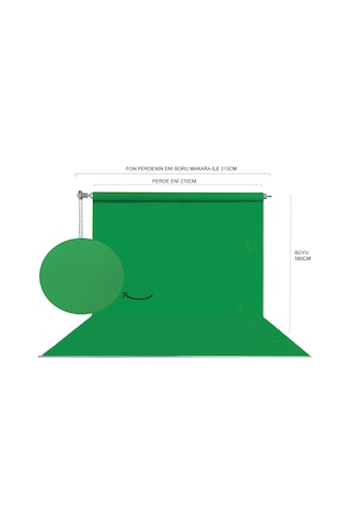 Hs Stüdyo Teknik 270x580cm Yeşil Fon Perde Seti