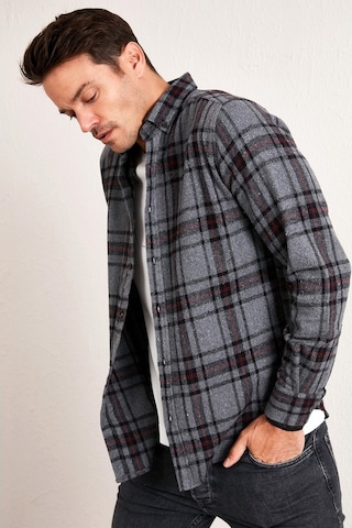 Buratti Ekoseli Uzun Kollu Slim Fit Kışlık Erkek Gömlek Cf21W112844 Antrasit