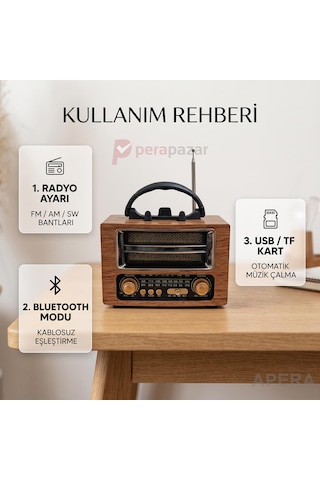 Nns Ns-6637bt Nostaljik Ahşap Radyo Bluetooth Usb Ve Micro Kart Destekli 1200mah Şarjlı Pilli Taşınabilir Kamp Radyosu Altın
