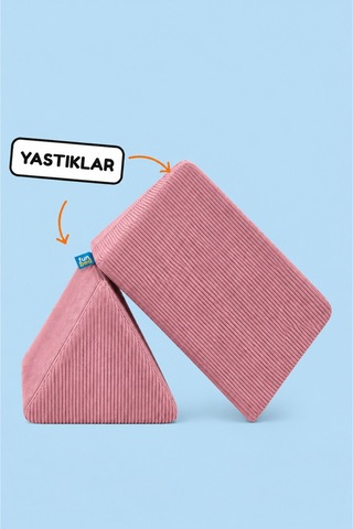 Funbed Sofa Çocuk Oyun Koltuğu, Modüler Katlanır Yatak Ve Oyun Minderi Seti, Süngerli Güvenli Çocuk Kanepe Pembe - 889056427 Pembe